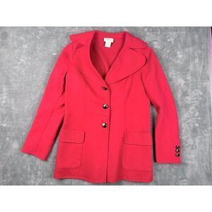 Talbots Red Wool Coat Womens Size 8 Classic Button Front Jacket